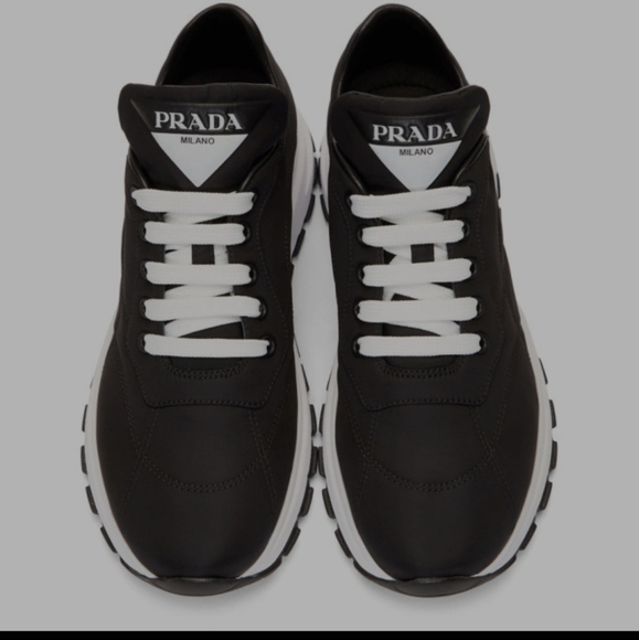 Prada Black Nylon Leather Prax 01 Sneakers - Picture 3 of 5